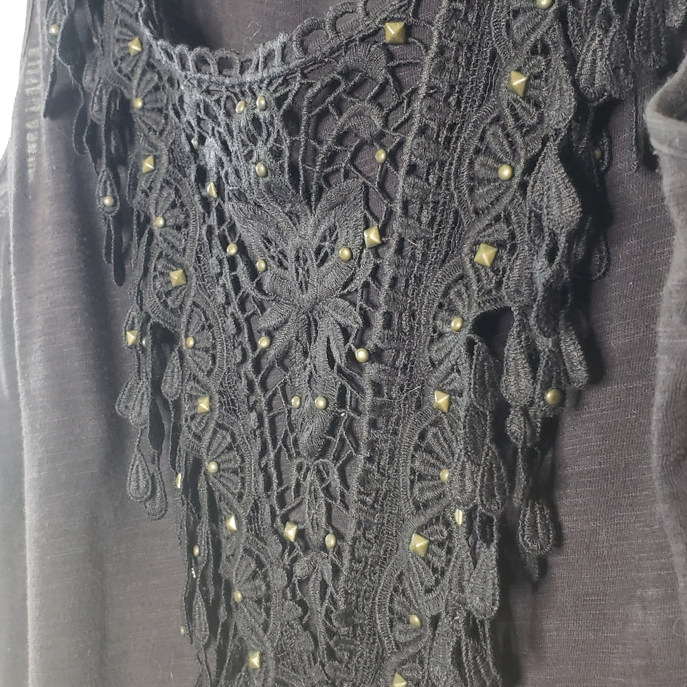 Anthrologie Deletta Goth Grunge Punk Fringe Tank Top Size Small - Picture 3 of 7
